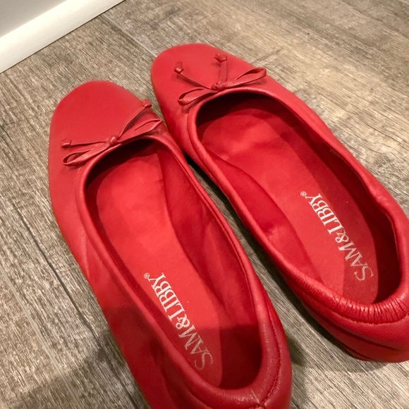 Sam & Libby Red Leather Ballet Flats - Picture 7 of 8